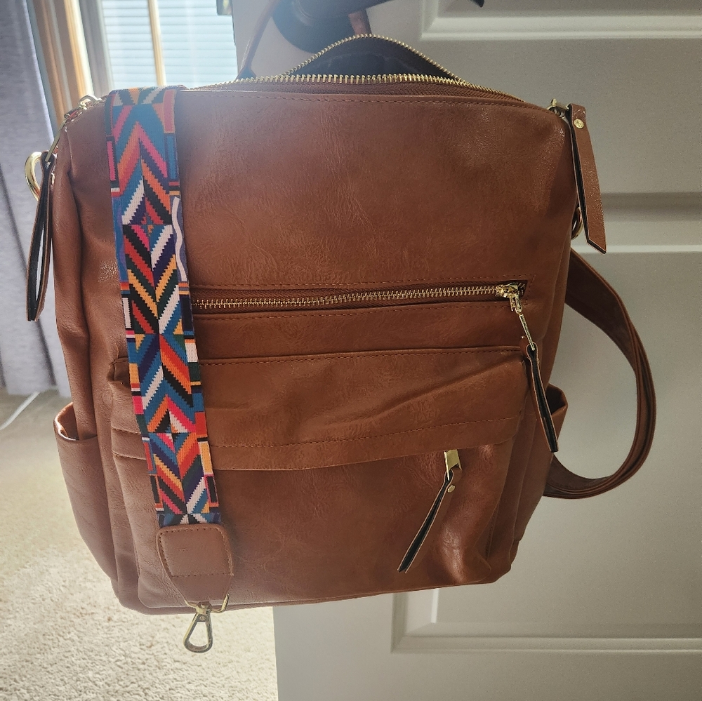 Faux leather backpack
